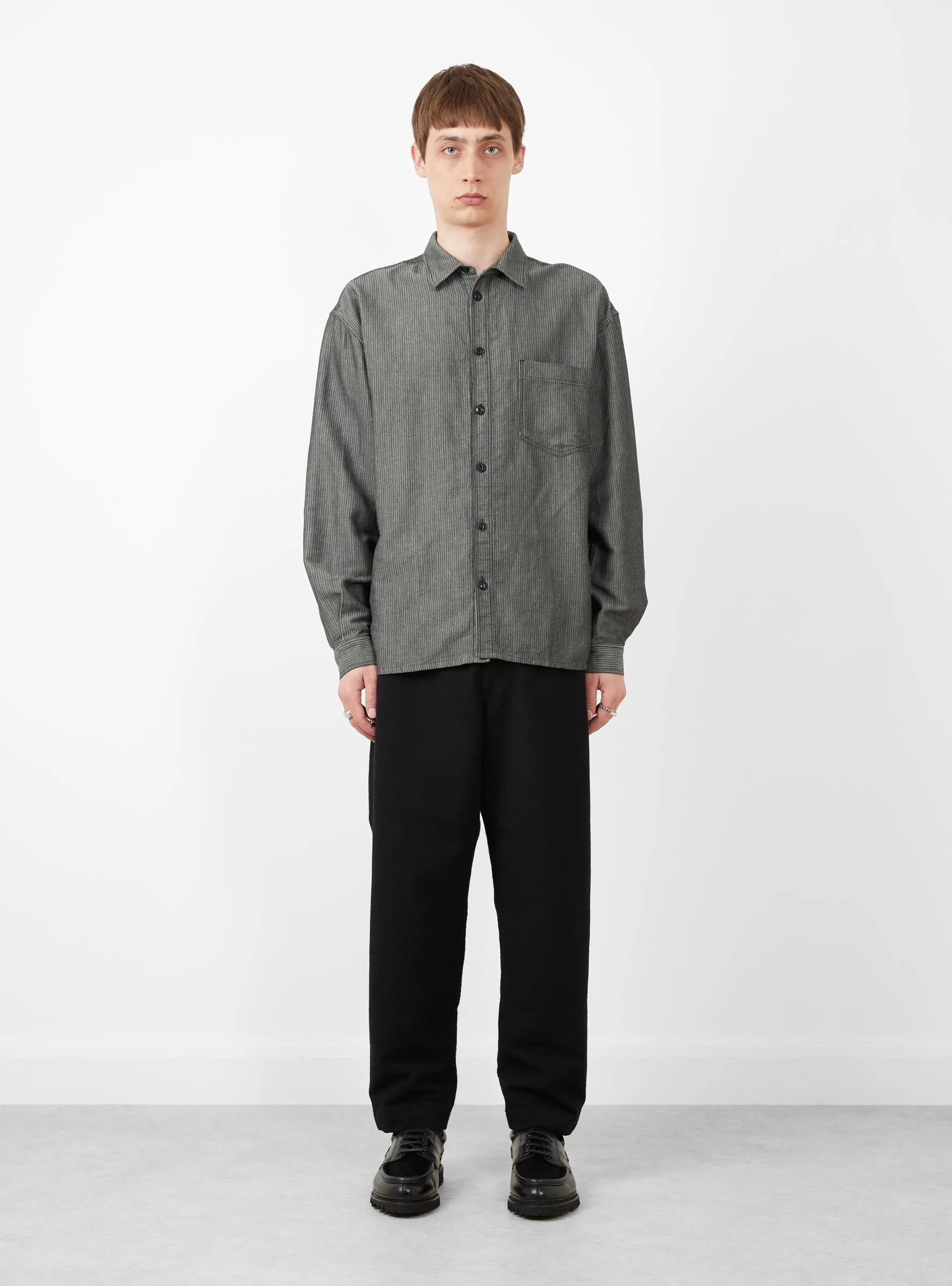 Alva Skate Wool Blend Seersucker Trouser Black