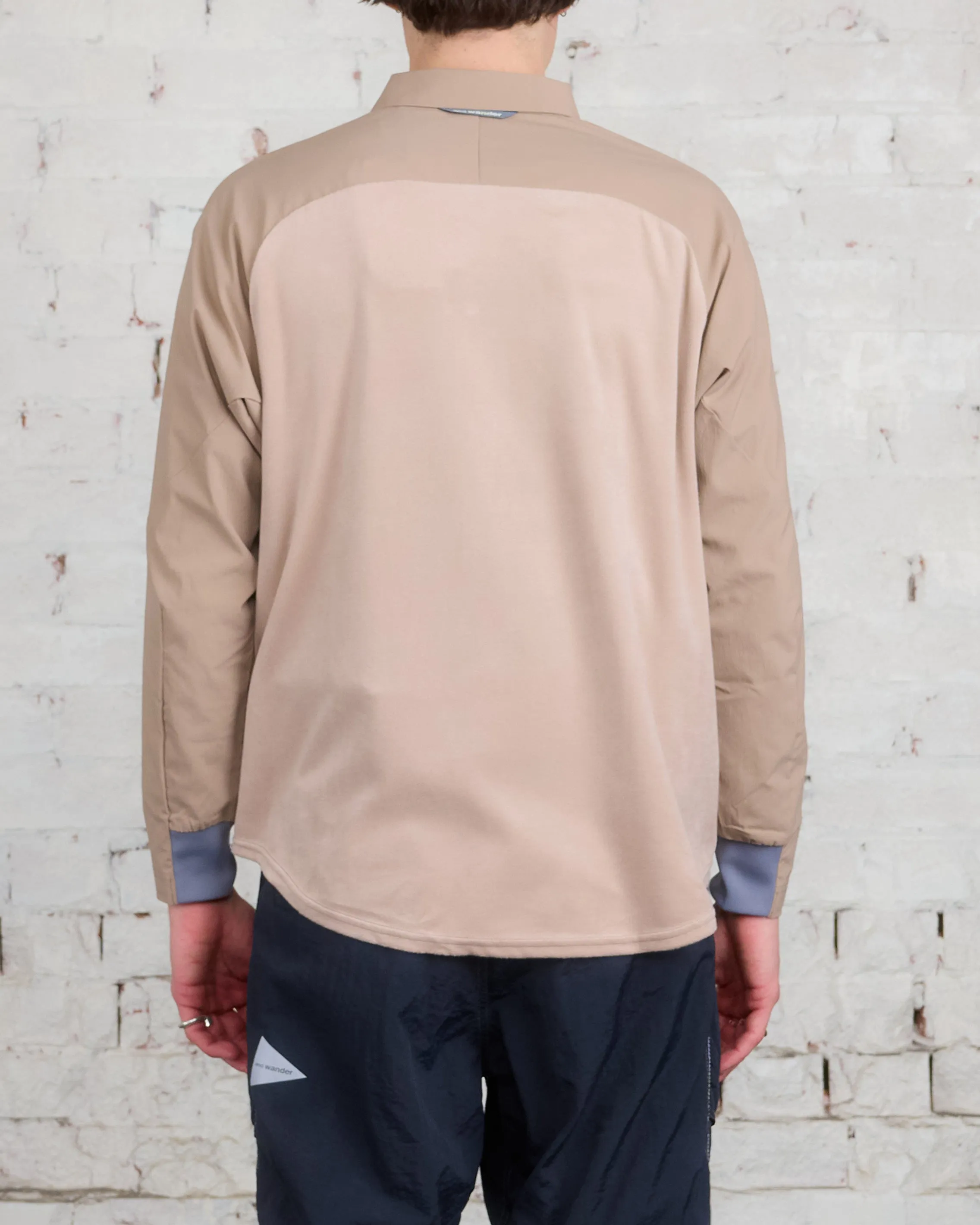and wander Thermolite Fleece Base LS Shirt Beige