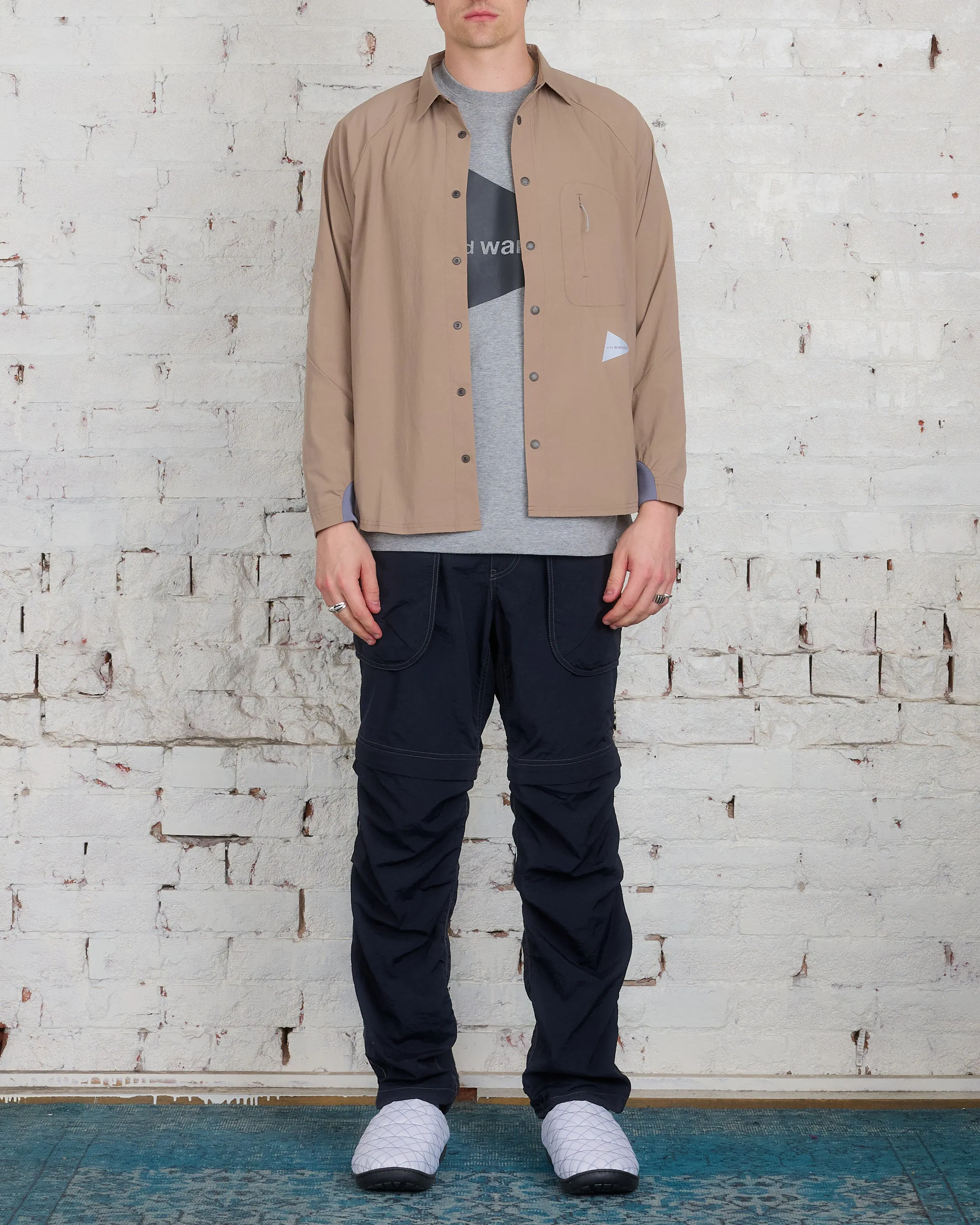 and wander Thermolite Fleece Base LS Shirt Beige