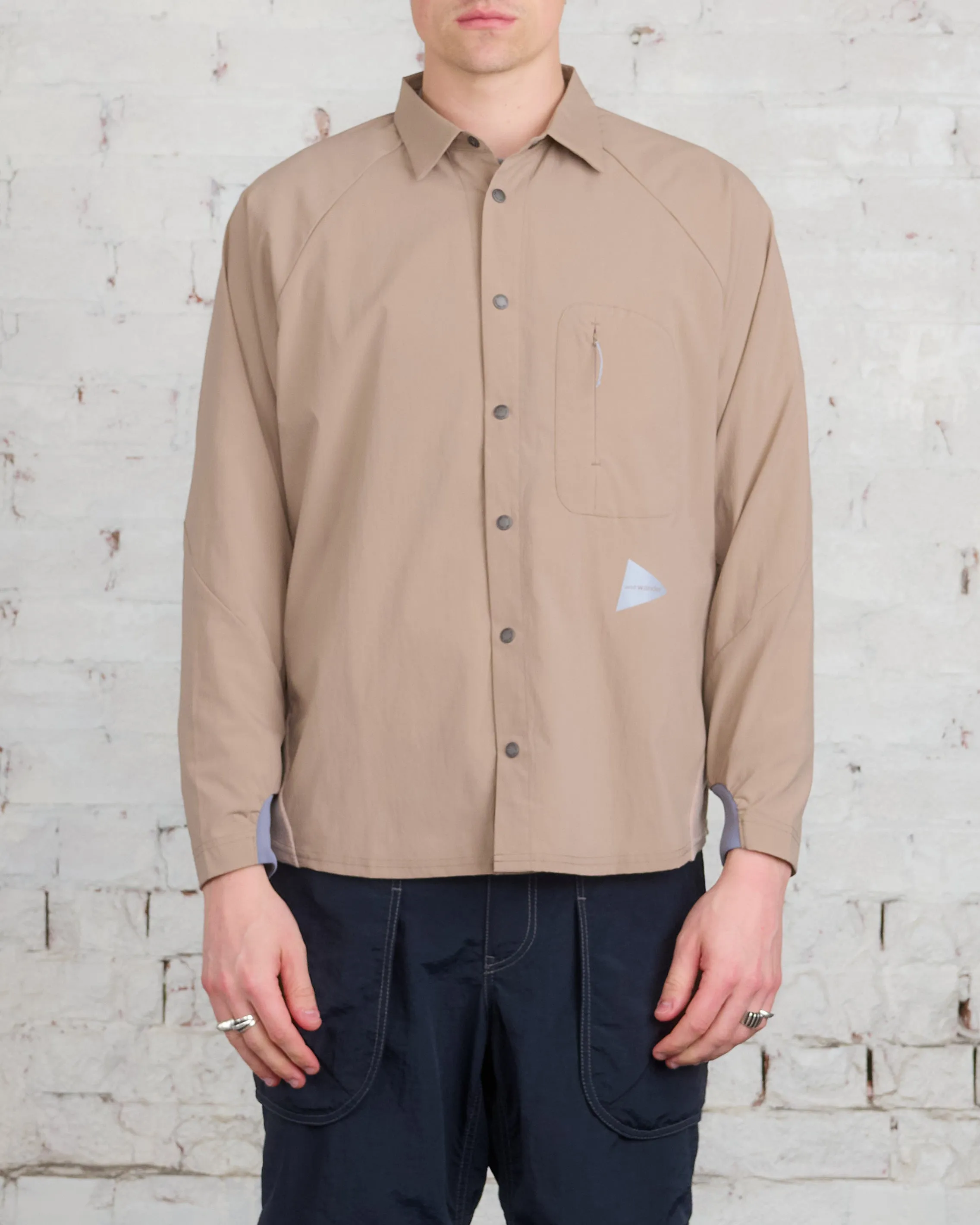 and wander Thermolite Fleece Base LS Shirt Beige