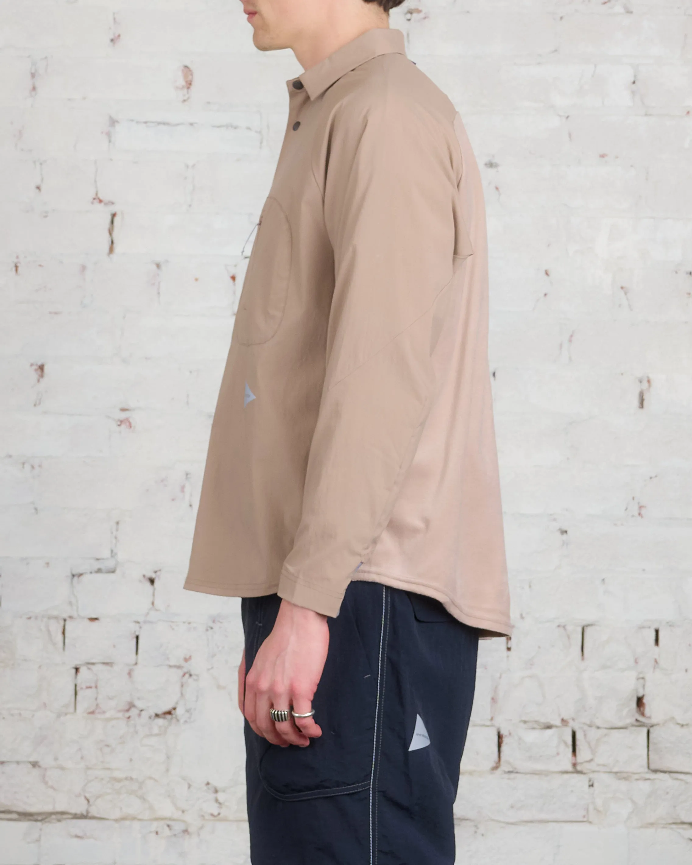 and wander Thermolite Fleece Base LS Shirt Beige