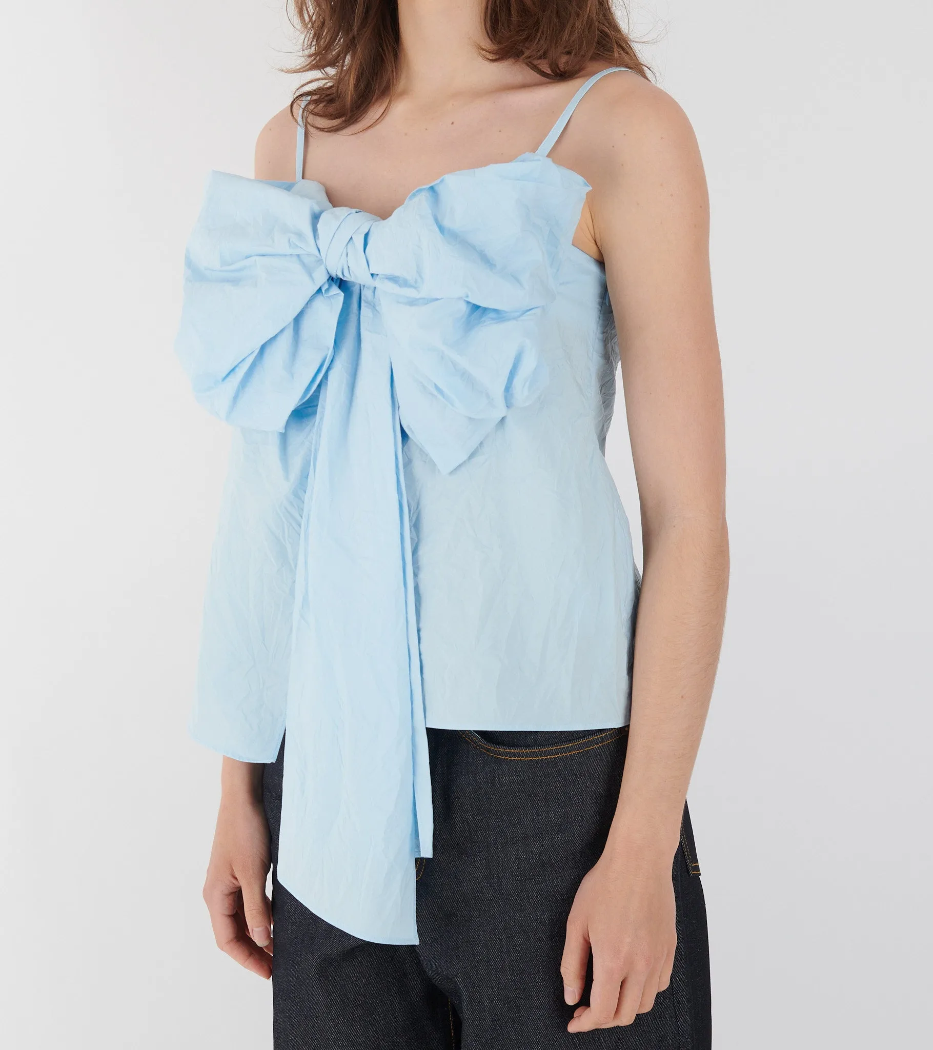 Bow Strap Top Light Blue