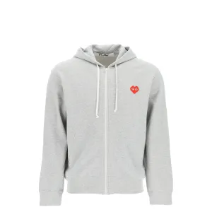 CDG INVADER PIXEL HEART ZIP HOODIE GREY