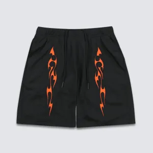 Flame Mesh Shorts - Black
