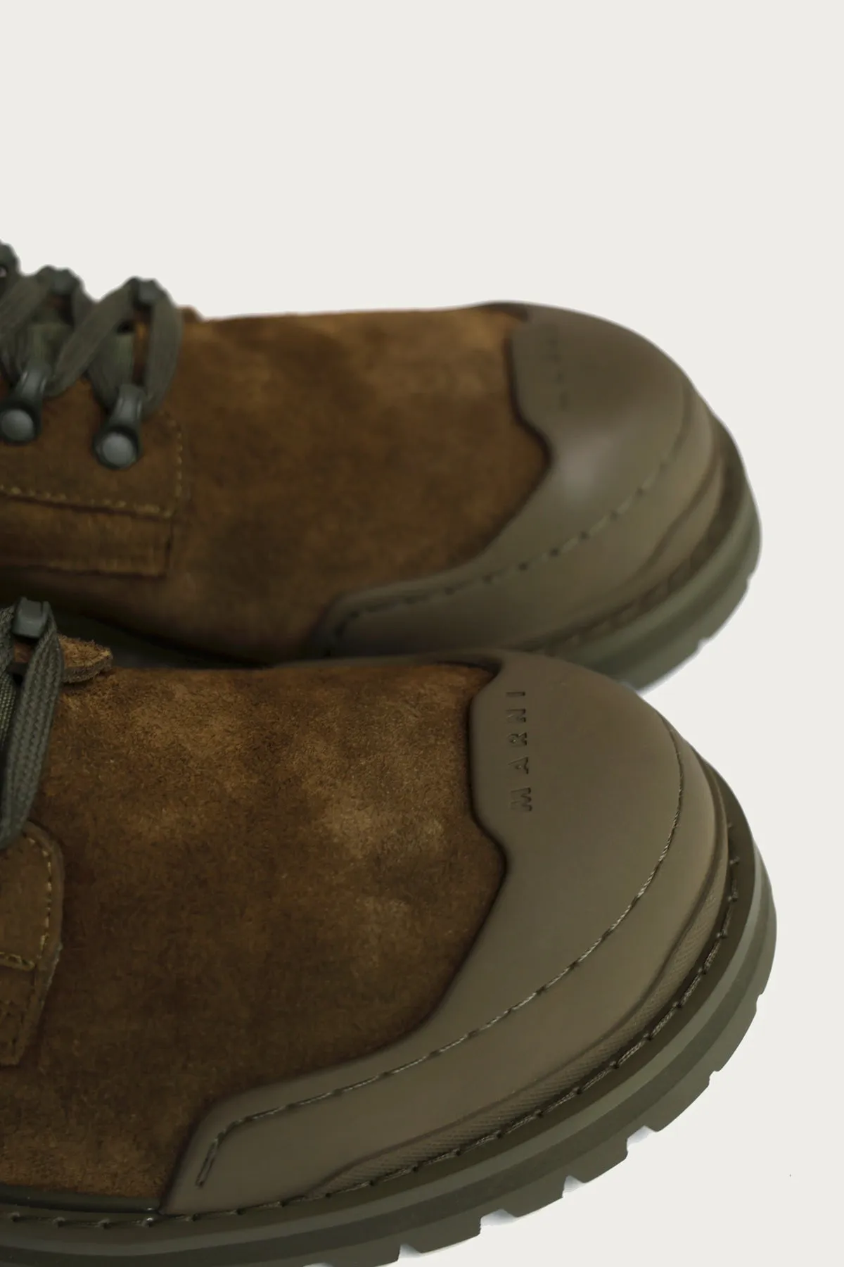 Green Suede Combat Boot - Brown/Green