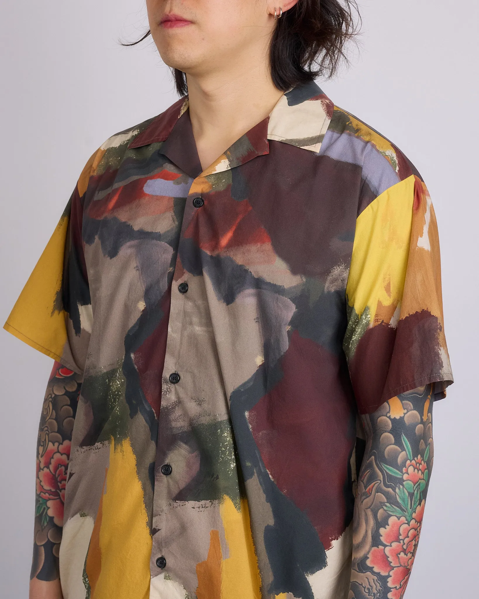 JW Anderson Printed Button Short Sleeve Shirt Olive