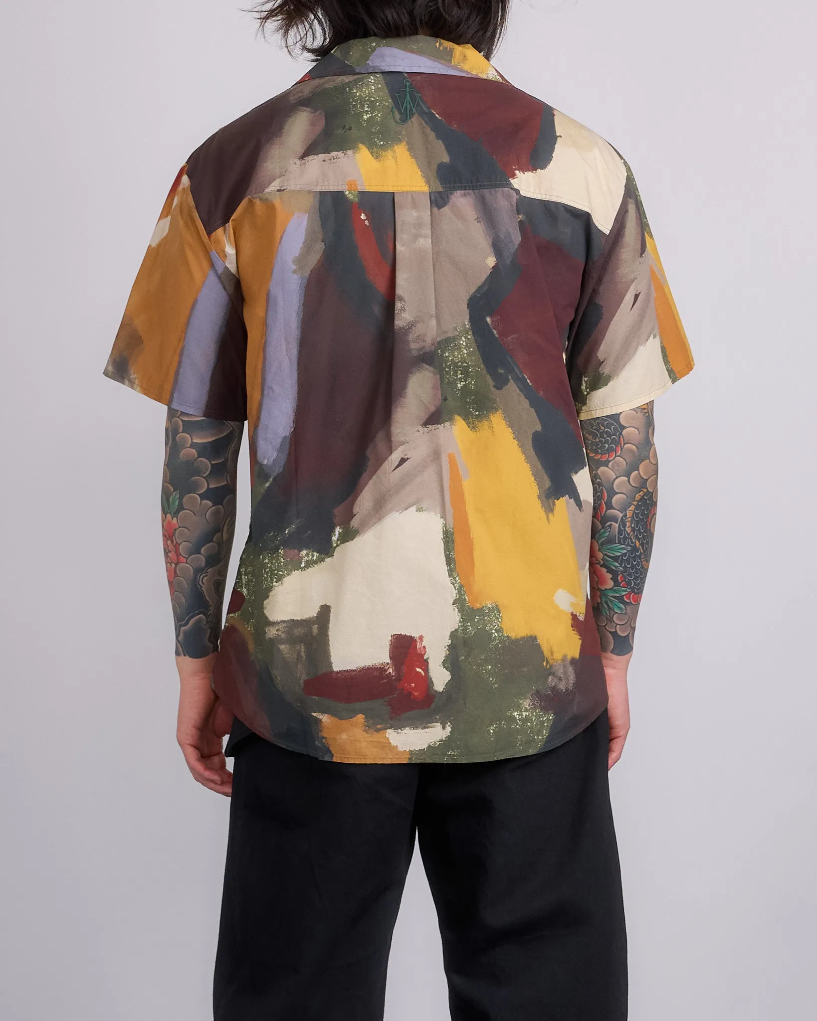 JW Anderson Printed Button Short Sleeve Shirt Olive