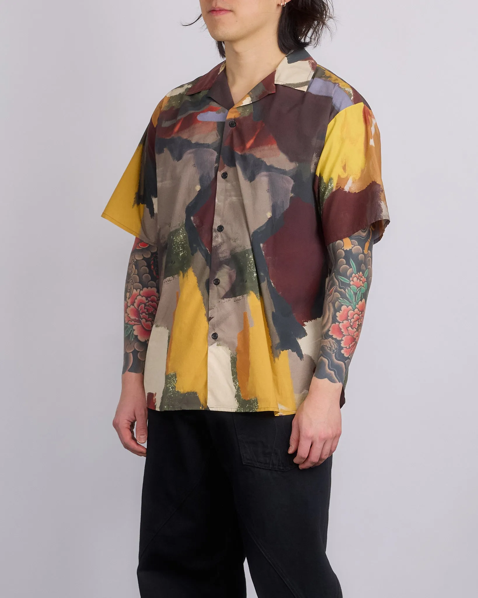 JW Anderson Printed Button Short Sleeve Shirt Olive