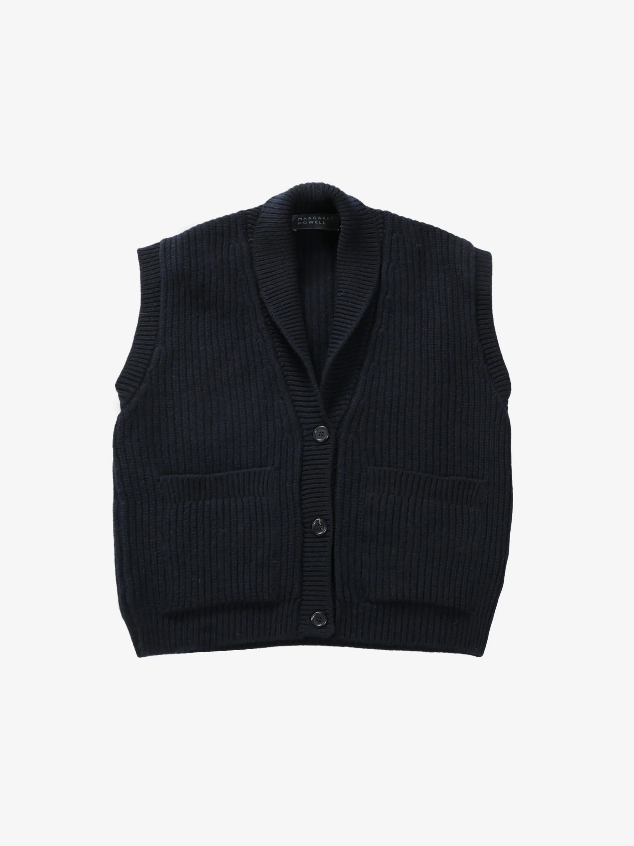 MARGARET HOWELL - Women English Rib Shawl Collar Waistcoat
