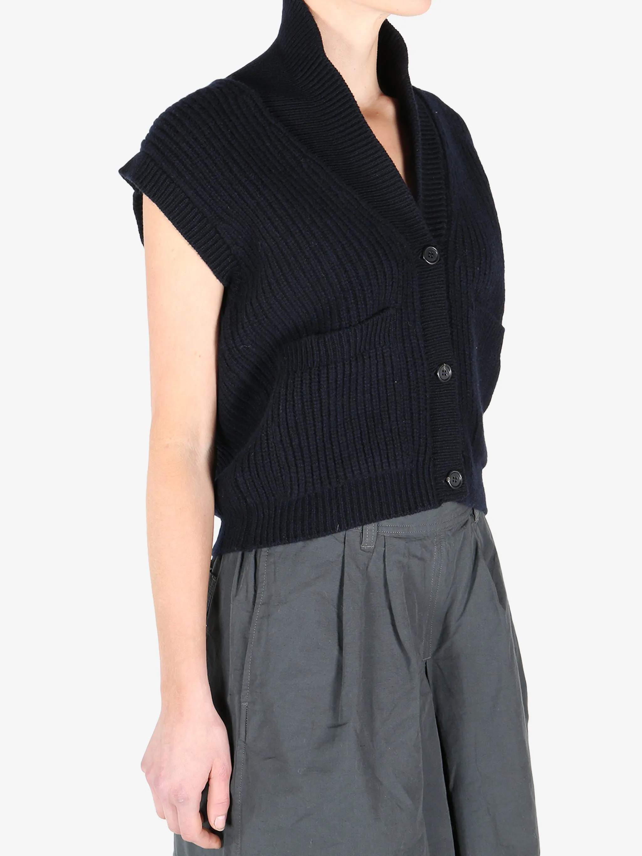 MARGARET HOWELL - Women English Rib Shawl Collar Waistcoat