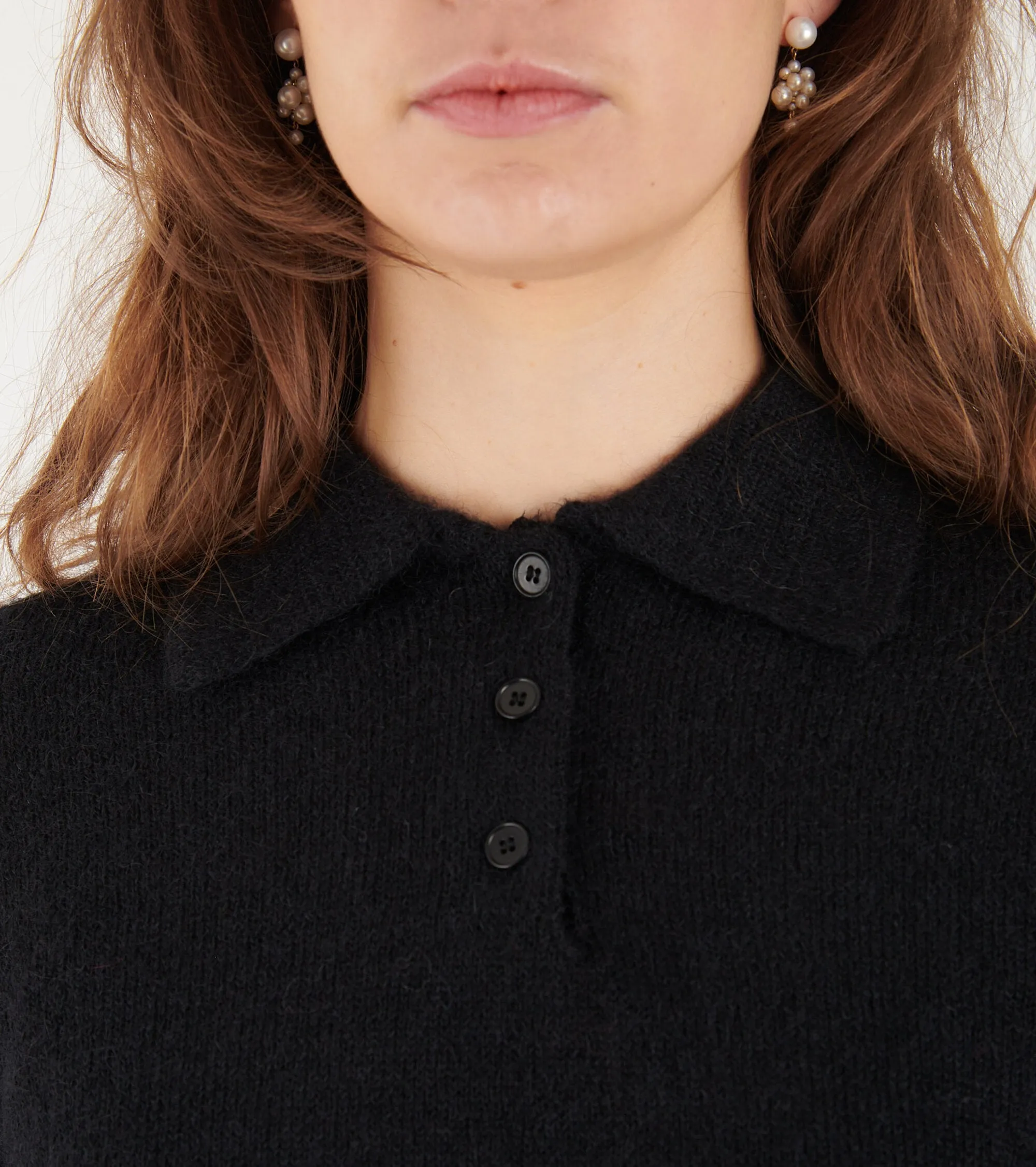 Mohair Collar Knit Black