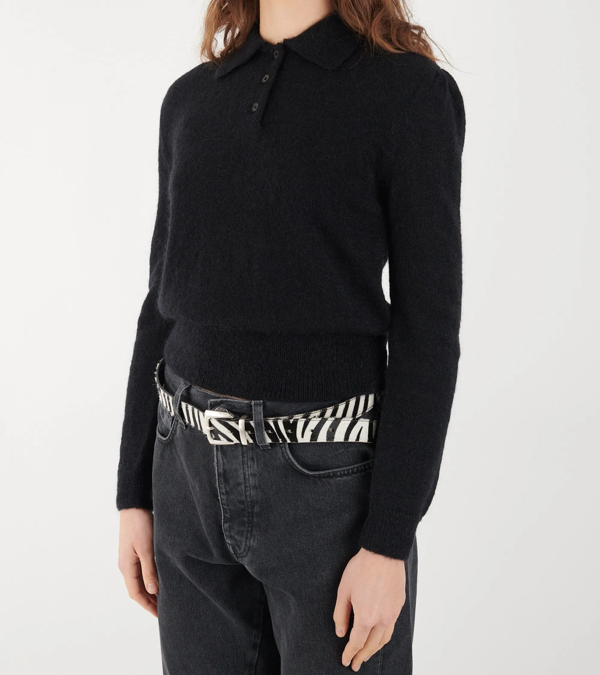 Mohair Collar Knit Black