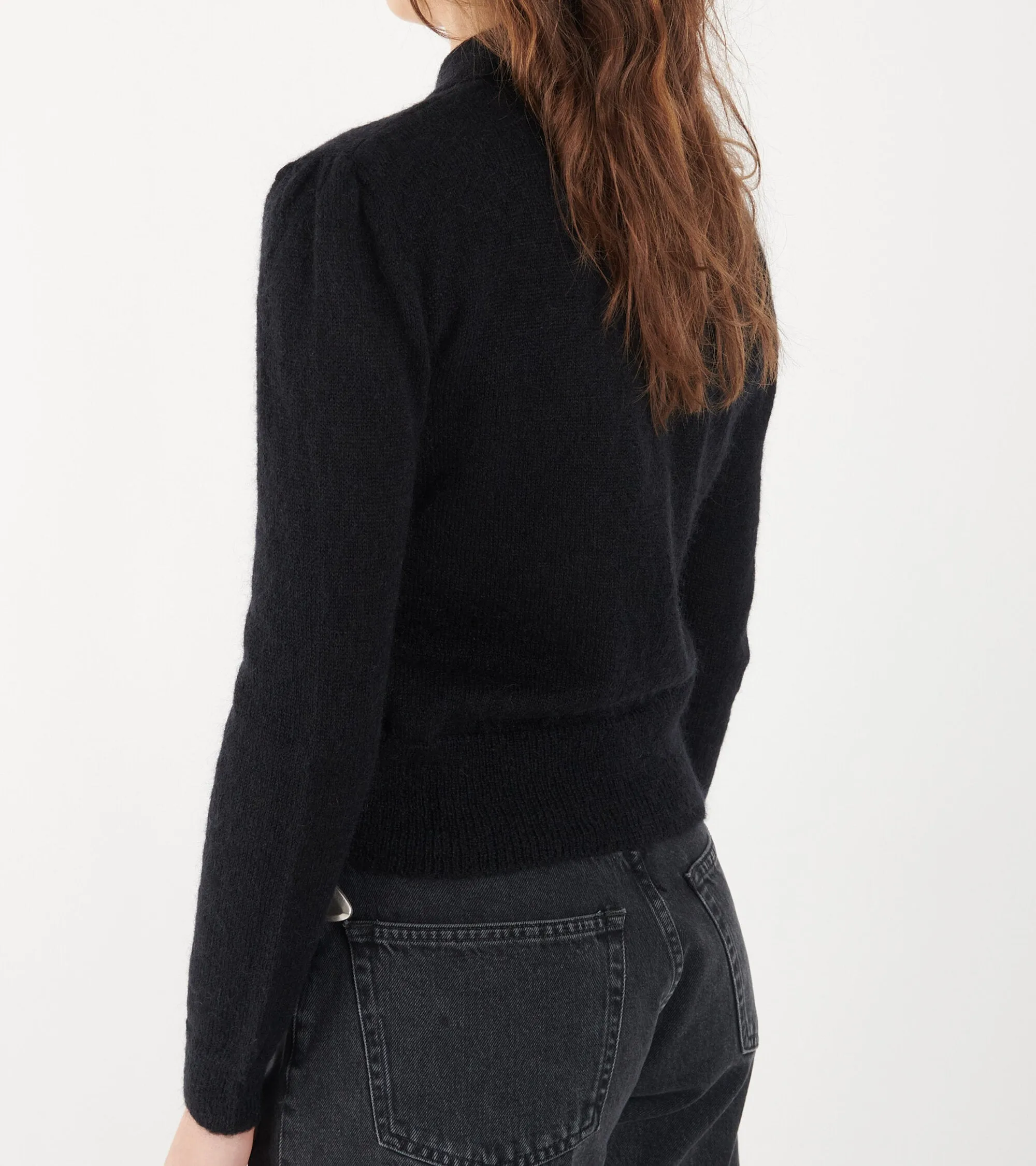 Mohair Collar Knit Black