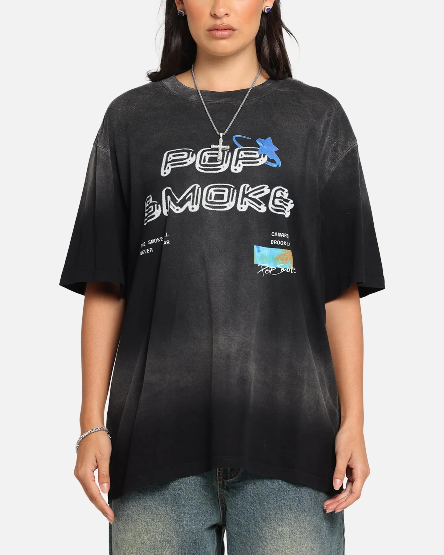 Pop Smoke Never Clear T-Shirt Black Wash