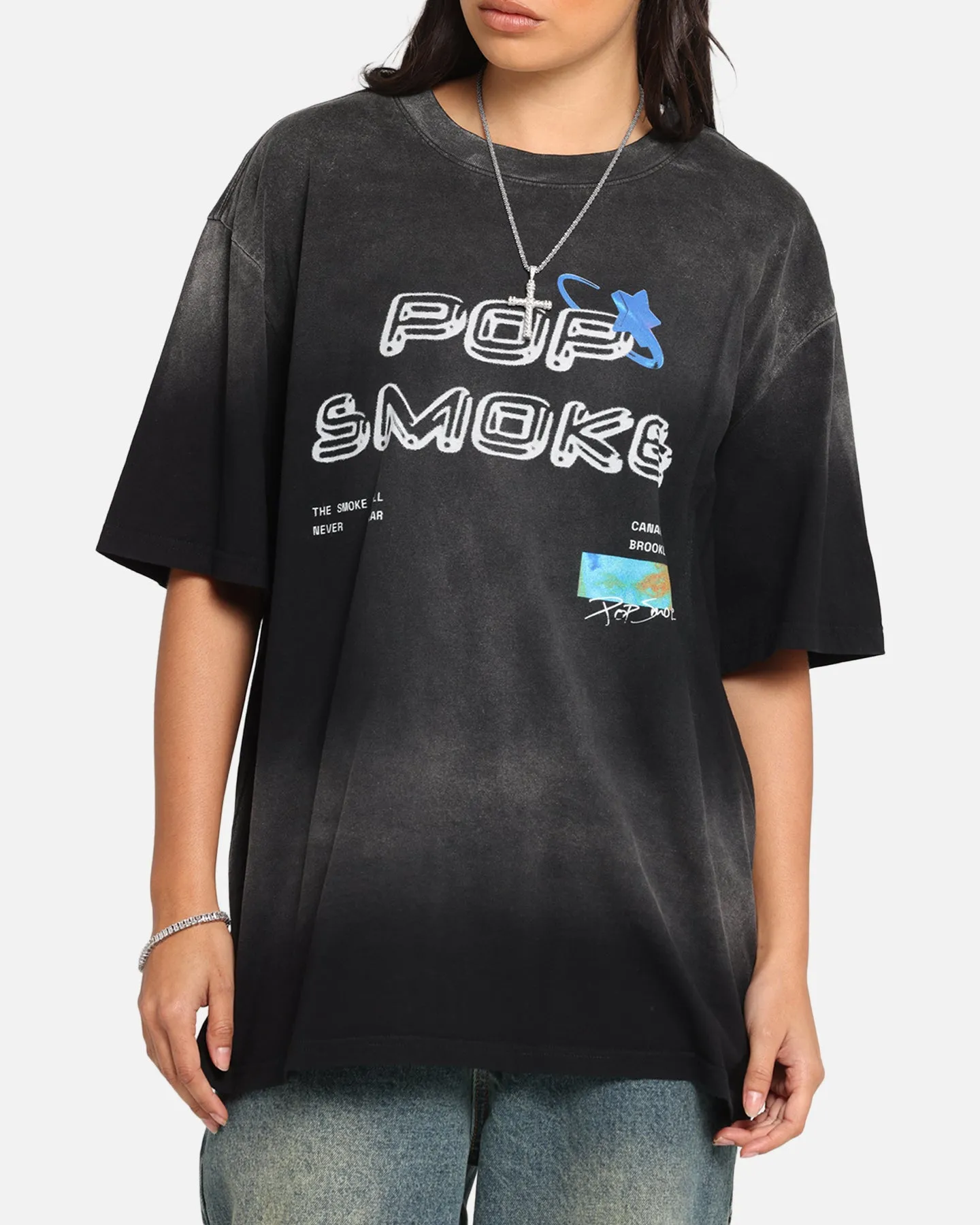 Pop Smoke Never Clear T-Shirt Black Wash