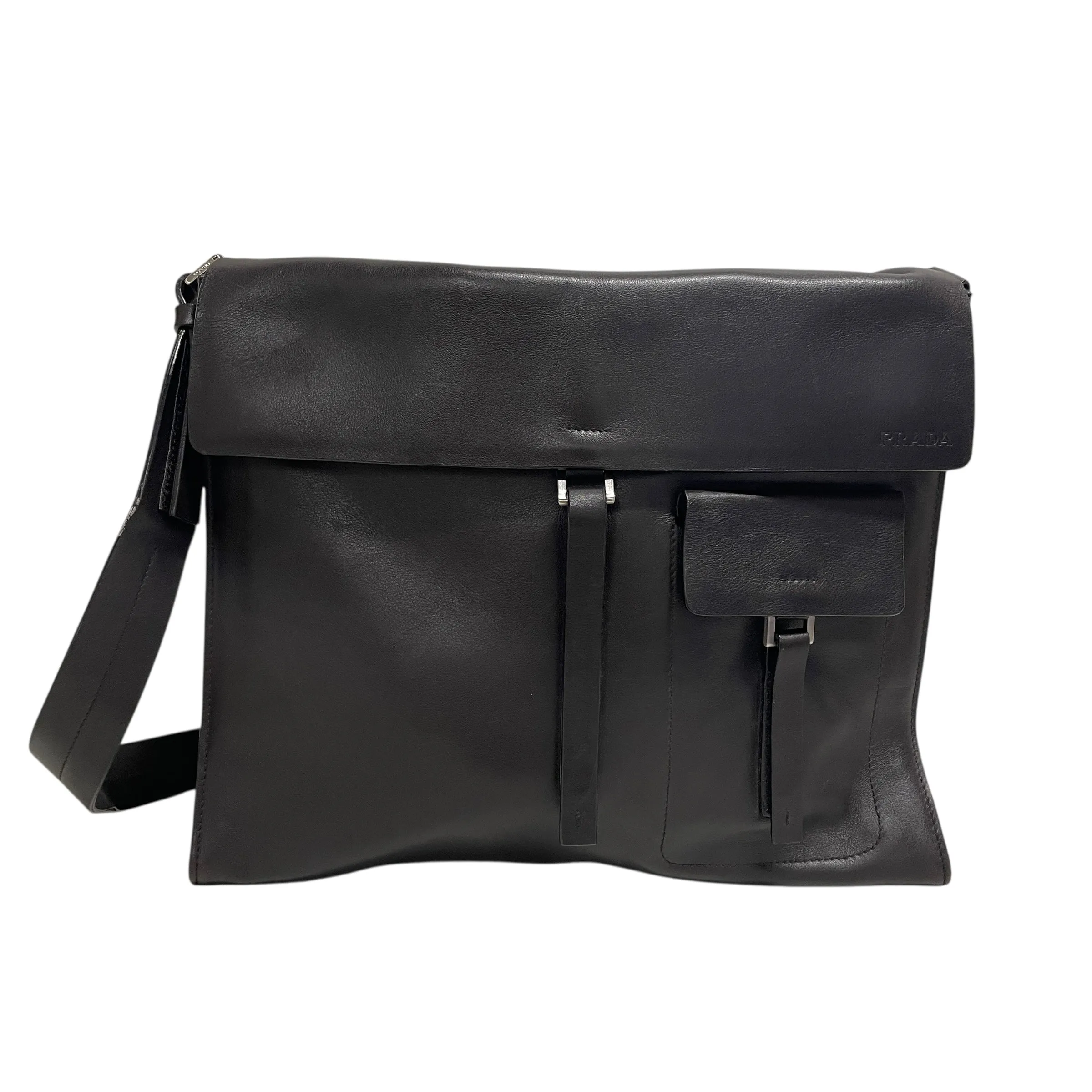 PRADA/Cross Body Bag/L/Leather/BRW/CCK7MM4/ BACK ADJUSTABLE