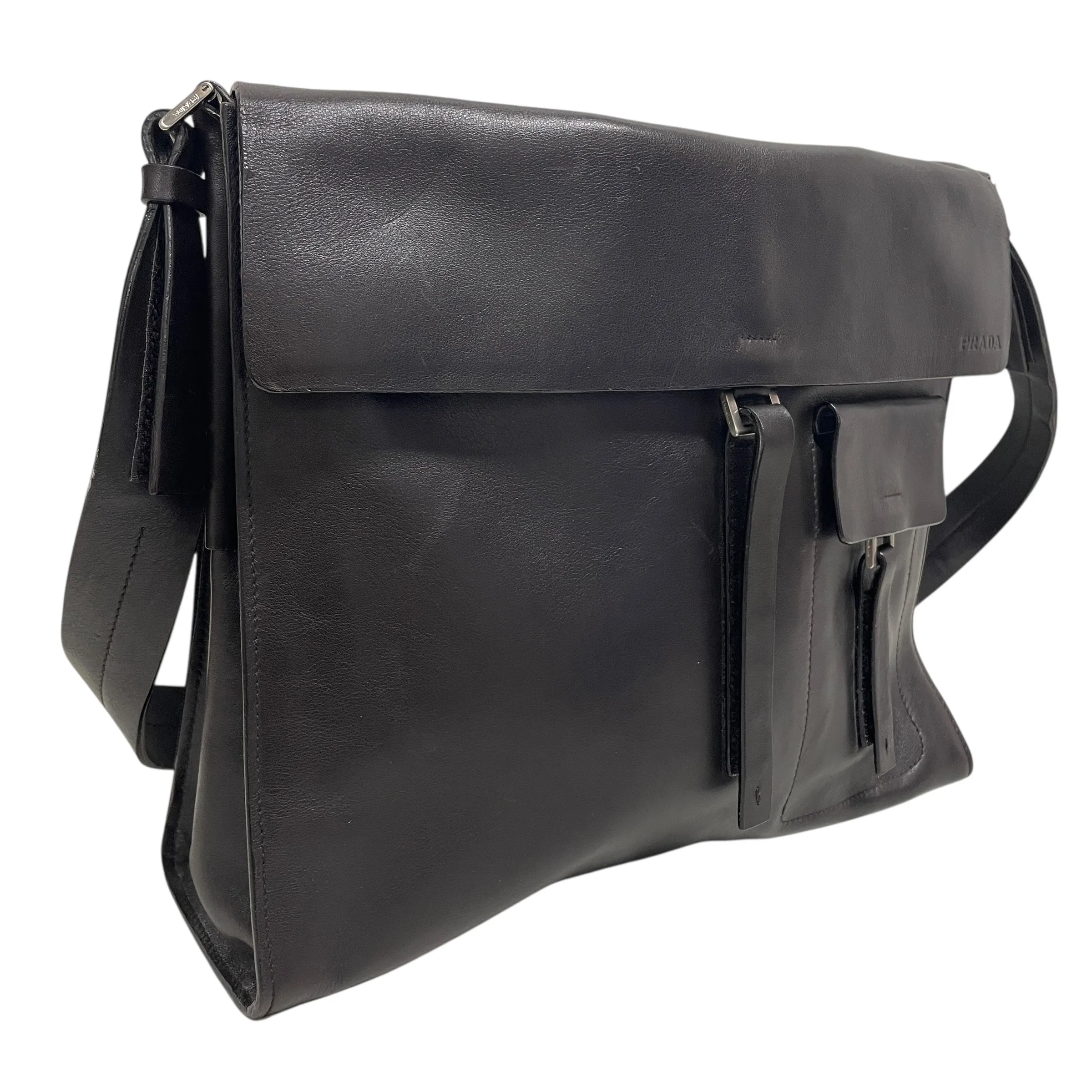 PRADA/Cross Body Bag/L/Leather/BRW/CCK7MM4/ BACK ADJUSTABLE