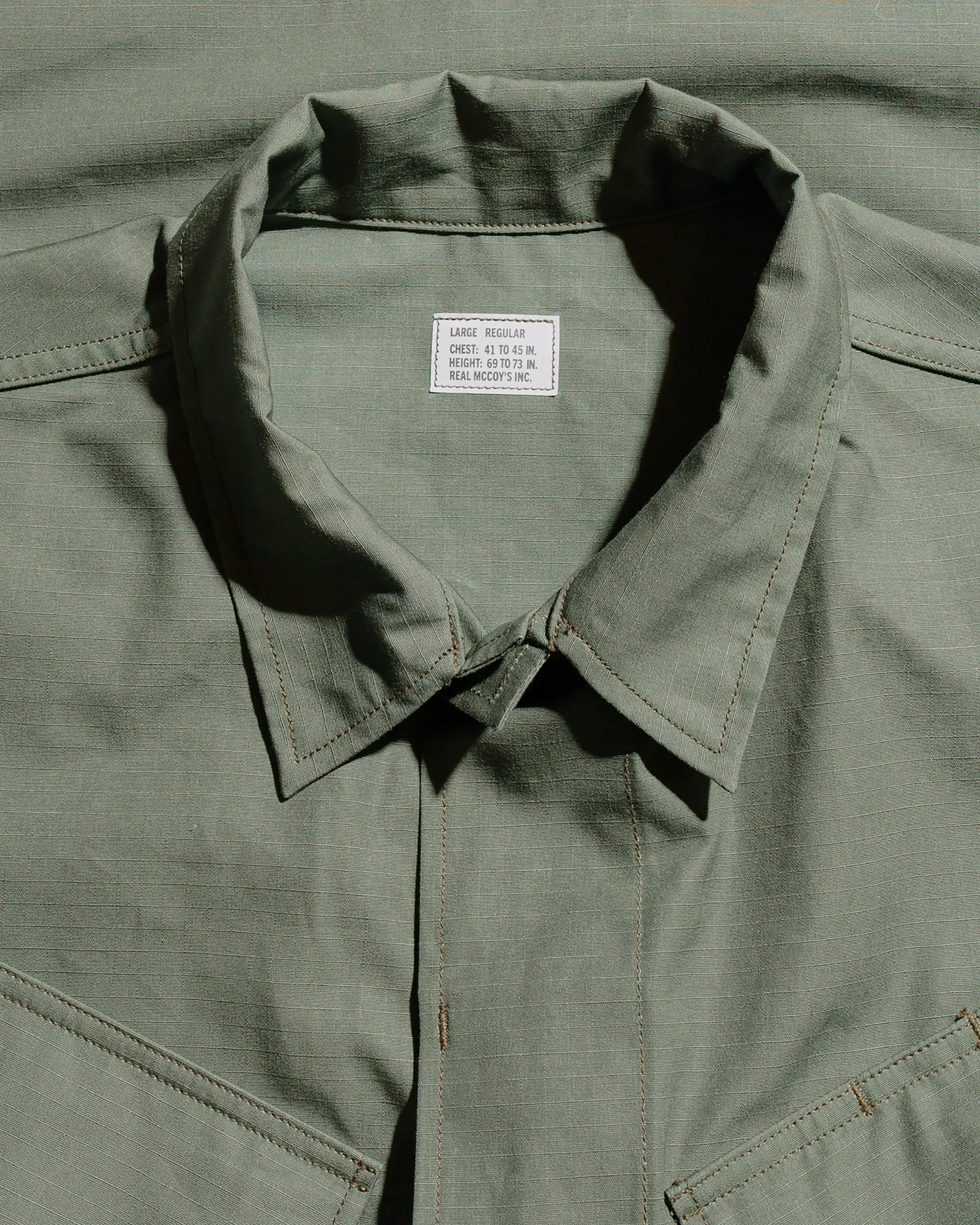 The Real McCoy's MJ25004 Coat. Man's. Cotton Rip-Stop Poplin Olive