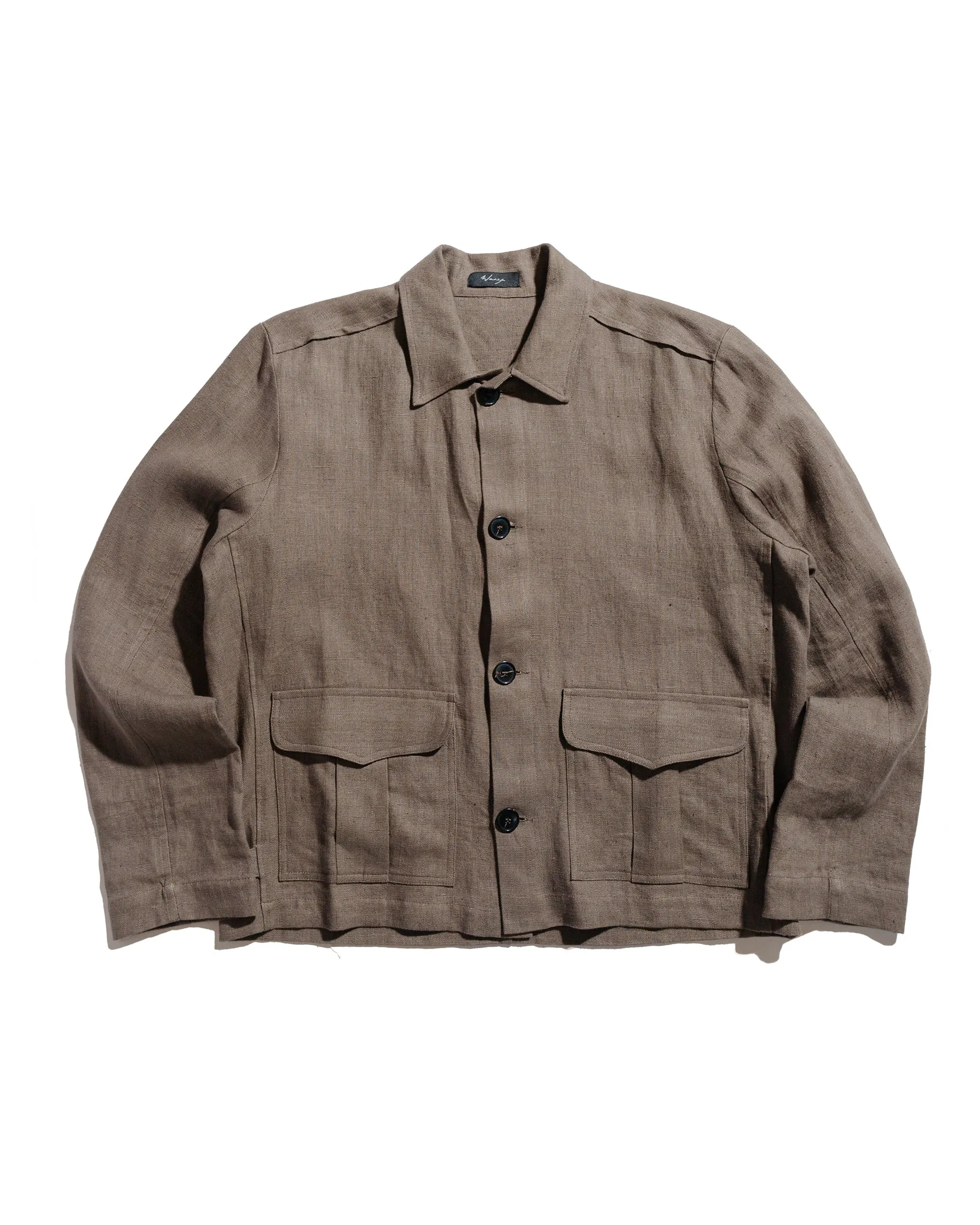 Wanze Button Up Blouson Natural Linen Taupe