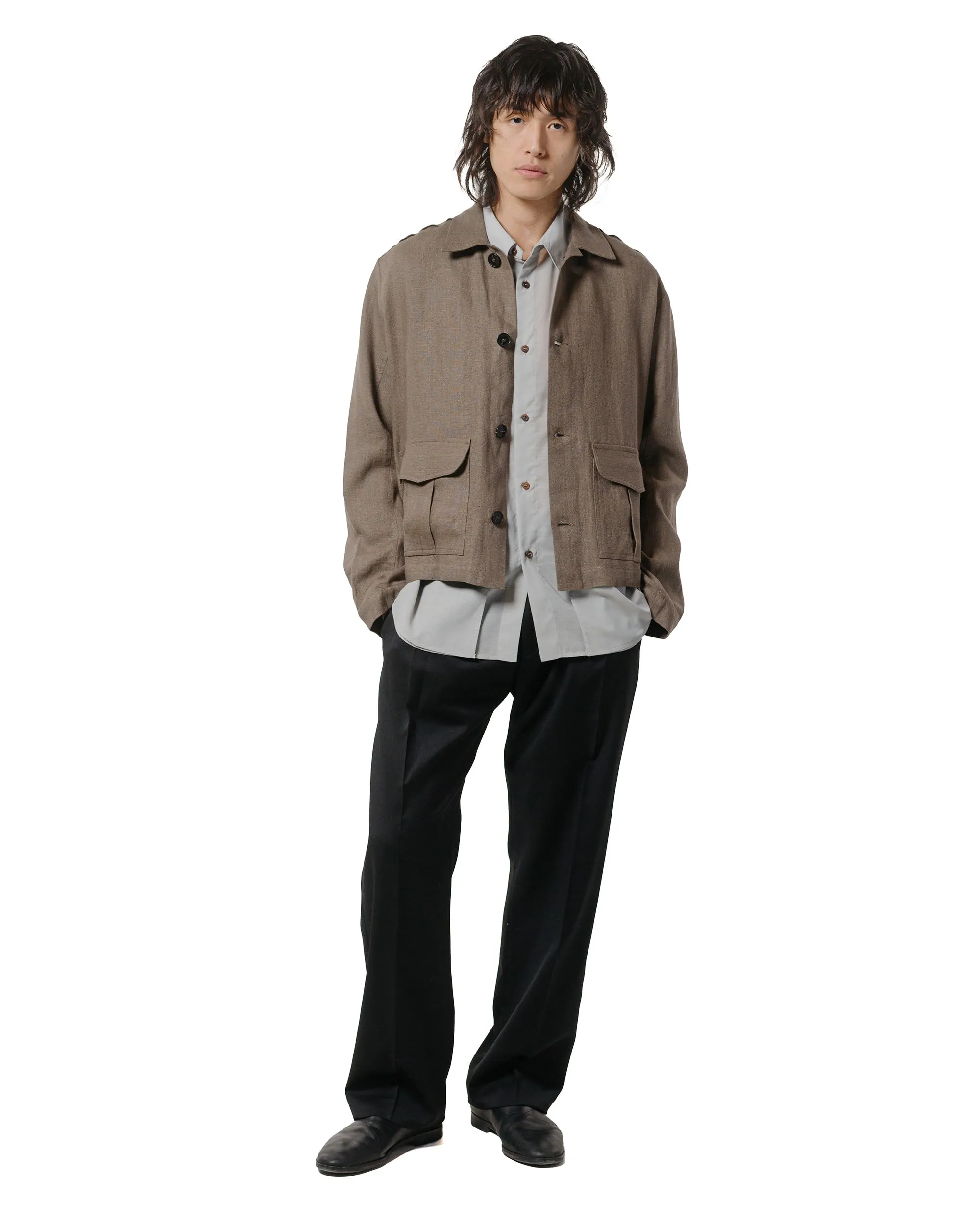 Wanze Button Up Blouson Natural Linen Taupe