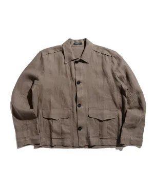 Wanze Button Up Blouson Natural Linen Taupe